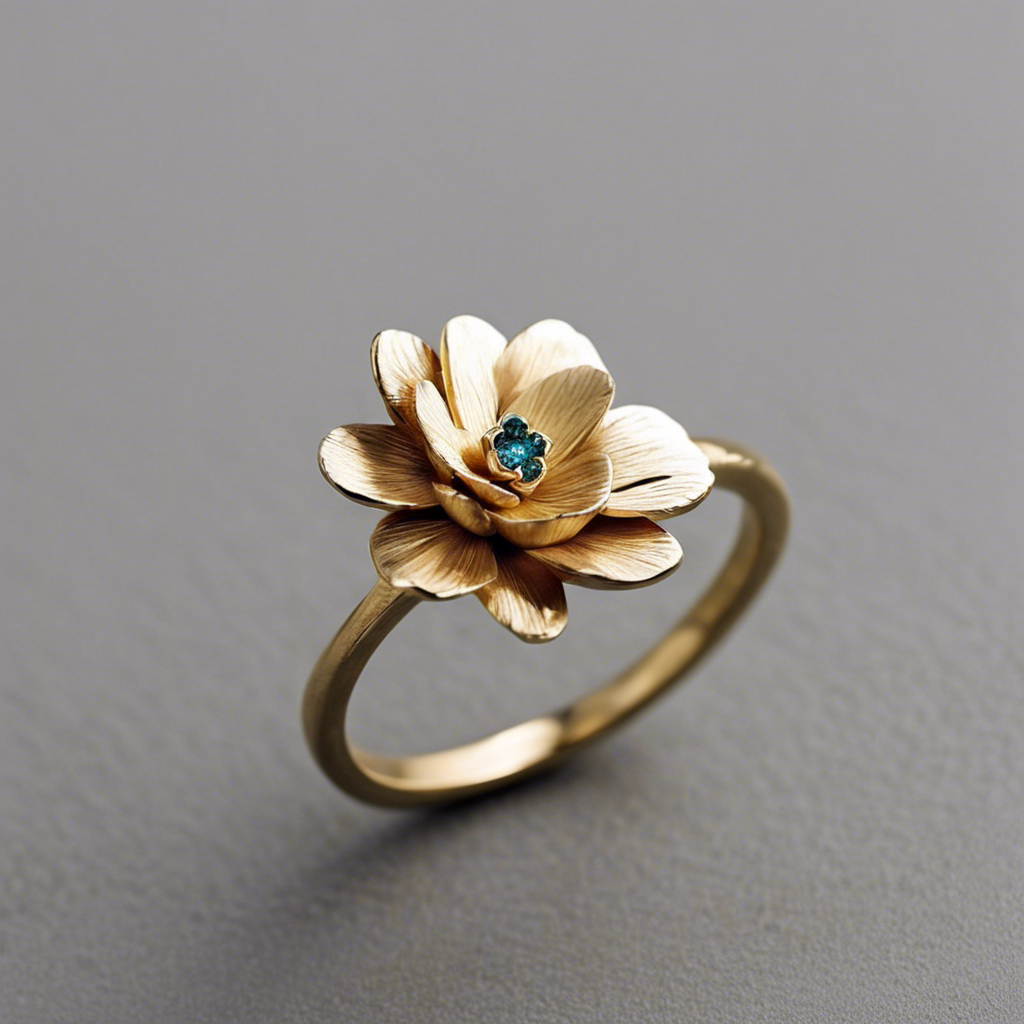 Bague bronze fleur pierre centrale
