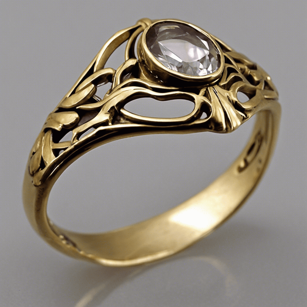 Bague bronze pierre ovale florale