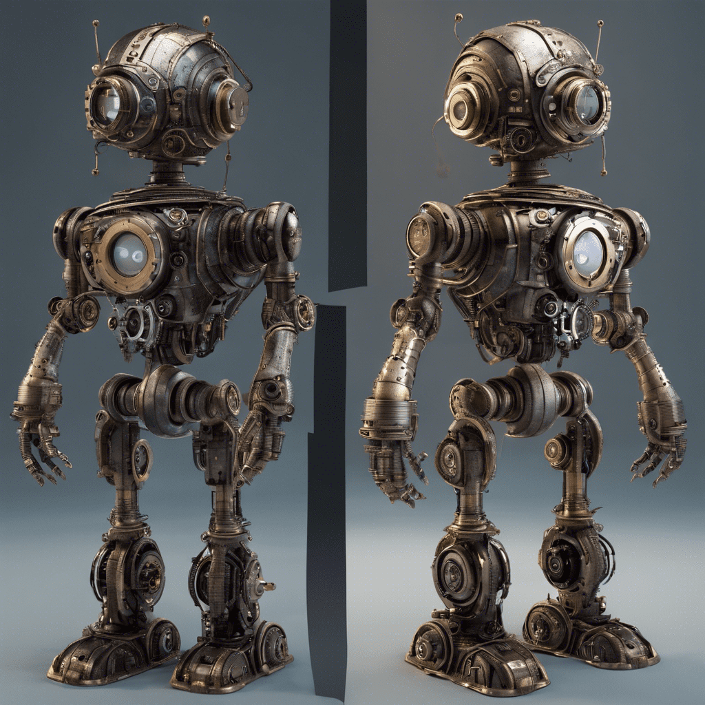 Rendu réaliste robot steampunk