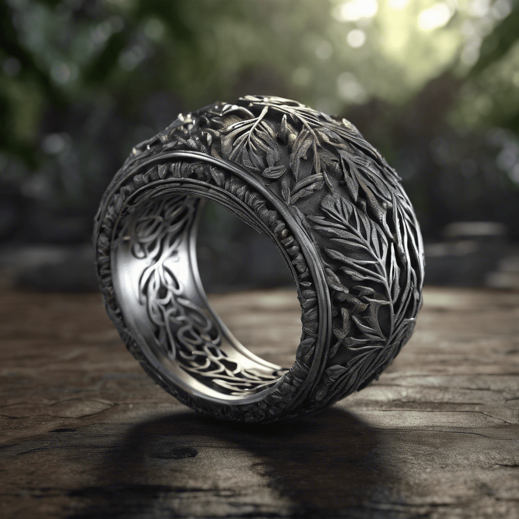 Bague argent motifs feuilles