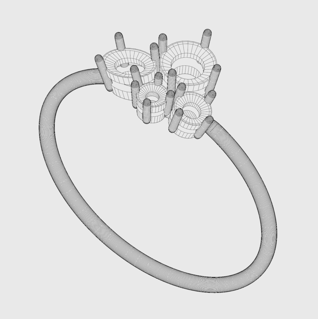 Modélisation 3D d'une Bague avec Sertissages Modélisation 3D bague sertissages