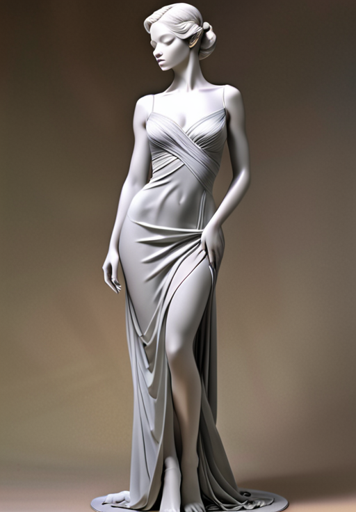 Figurine d'une femme en robe moulante, capturant l'essence de la sensualité. Les courbes élégantes et la posture gracieuse ajoutent à son charme. Une œuvre d'art saisissante qui évoque l'élégance et la féminité.