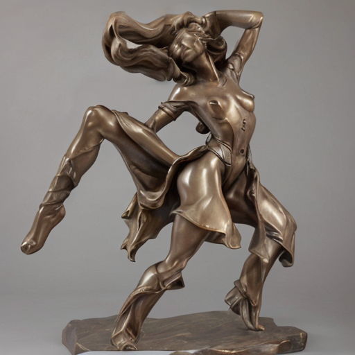 Sculpture d'une femme en mouvement avec des drapés