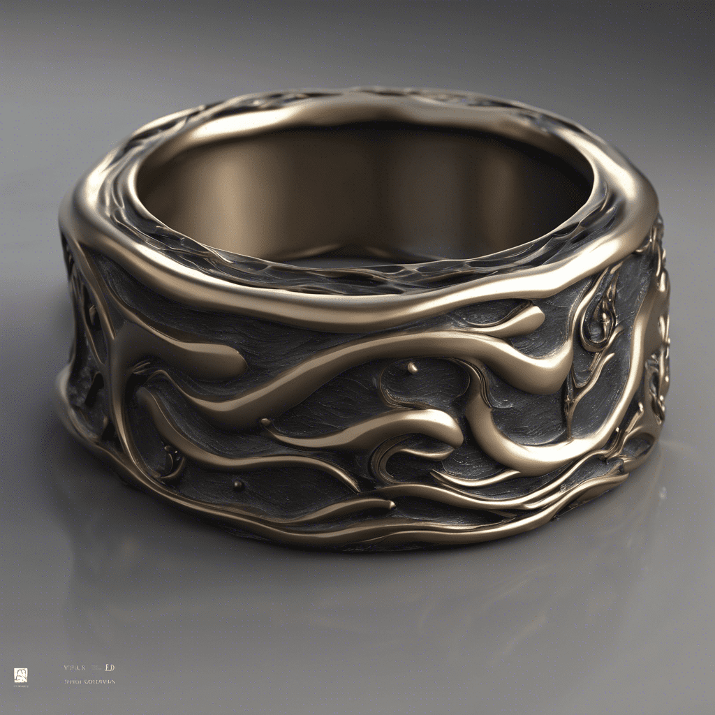 Bague bronze motif organique vagues florales