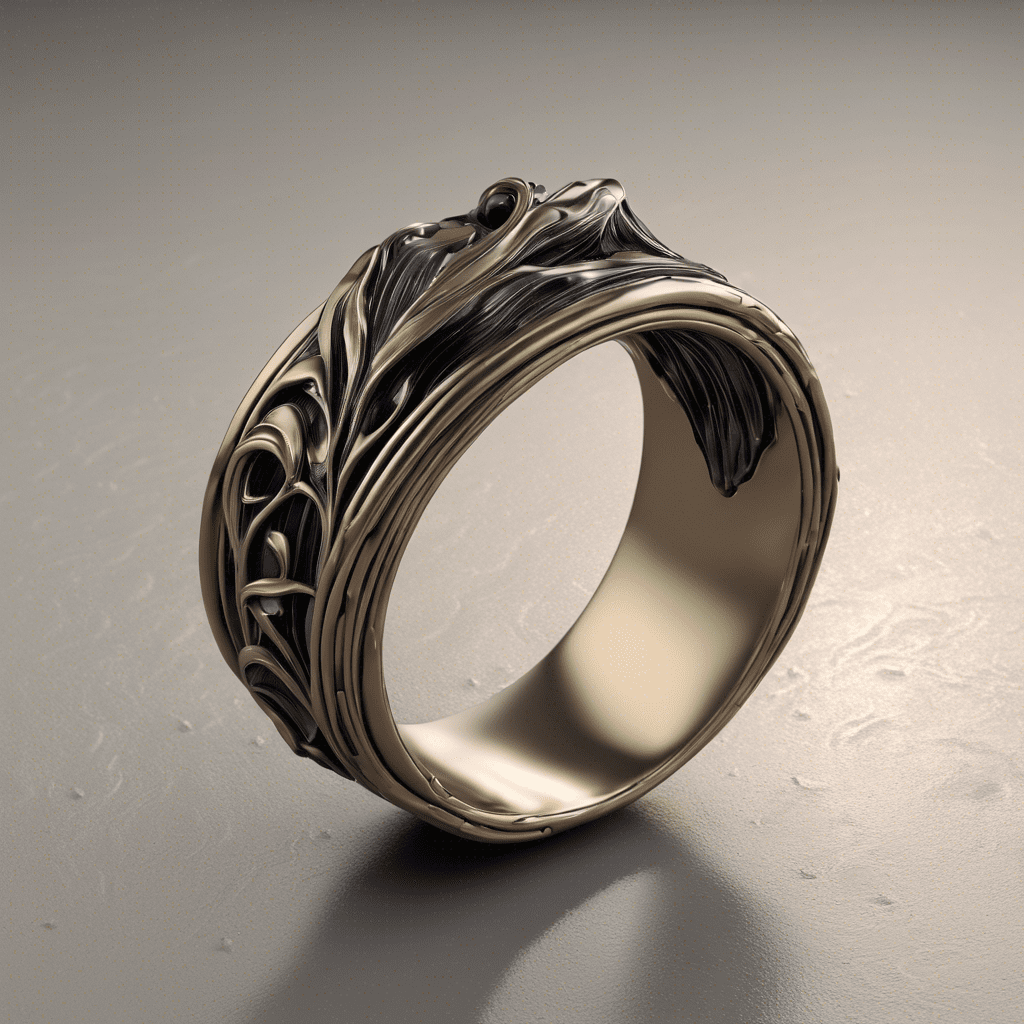 Bague bronze motif vagues florales