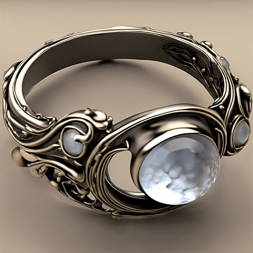 Bague motif organique, pierres de lune