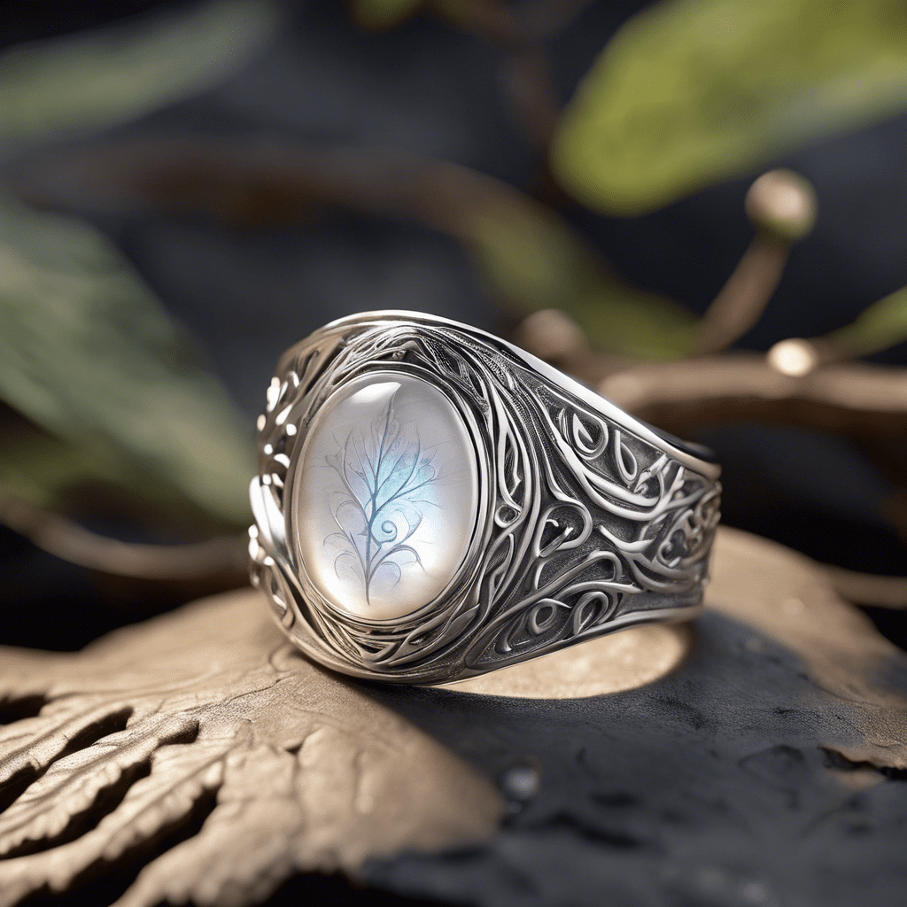 Bague pierre de lune décor enchanteur