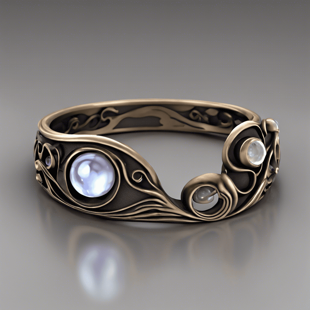 Rendu réaliste bague vagues bronze