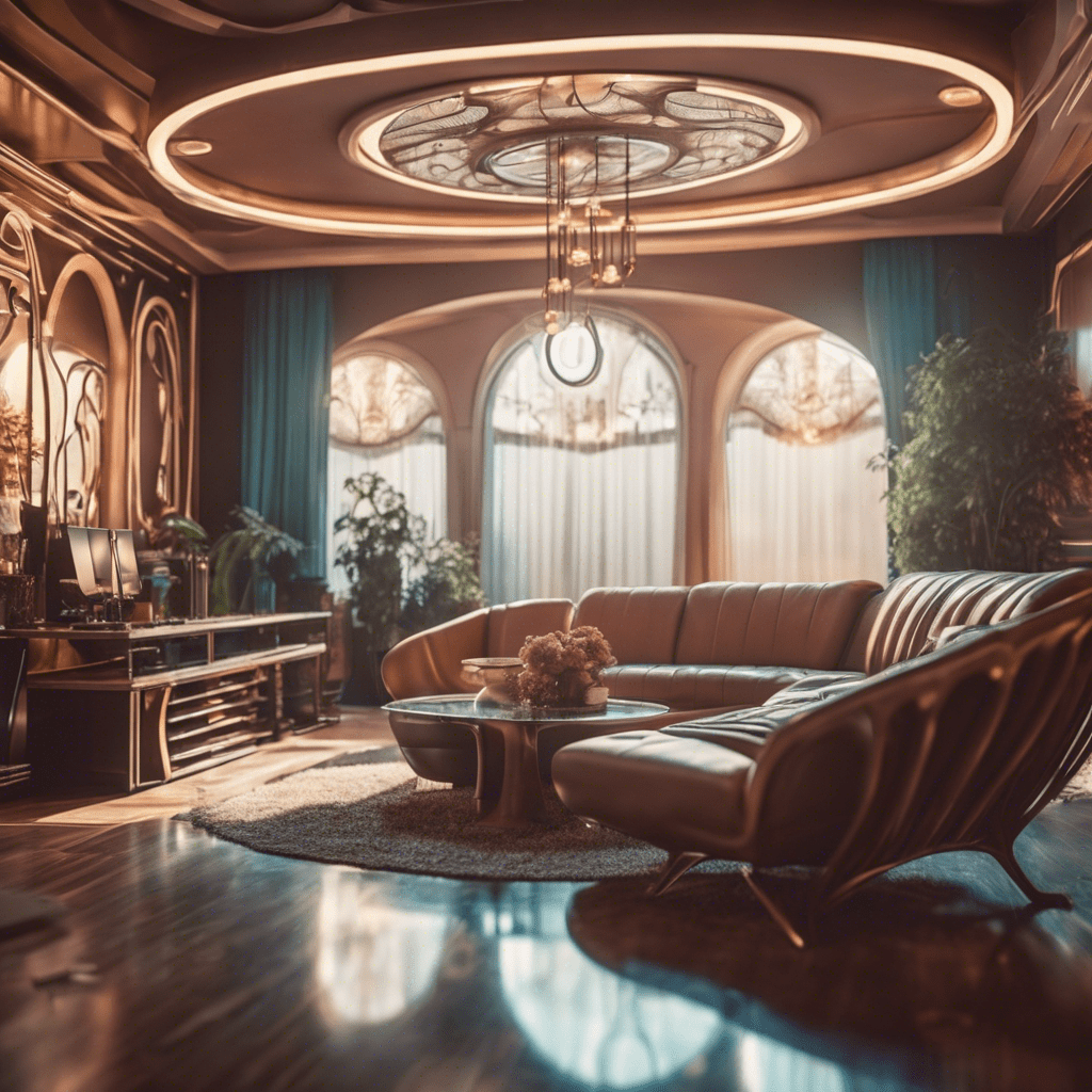 Rendu réaliste salon futuriste IA