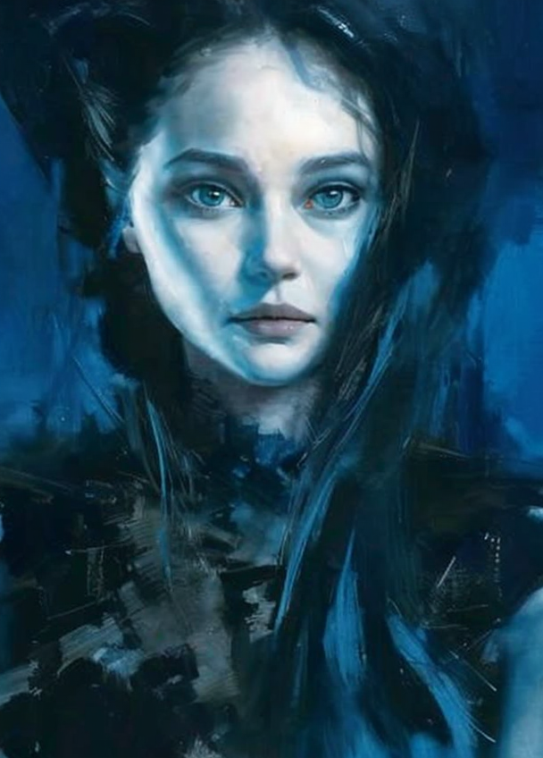 Peinture huile : Visage Moira double personnalité