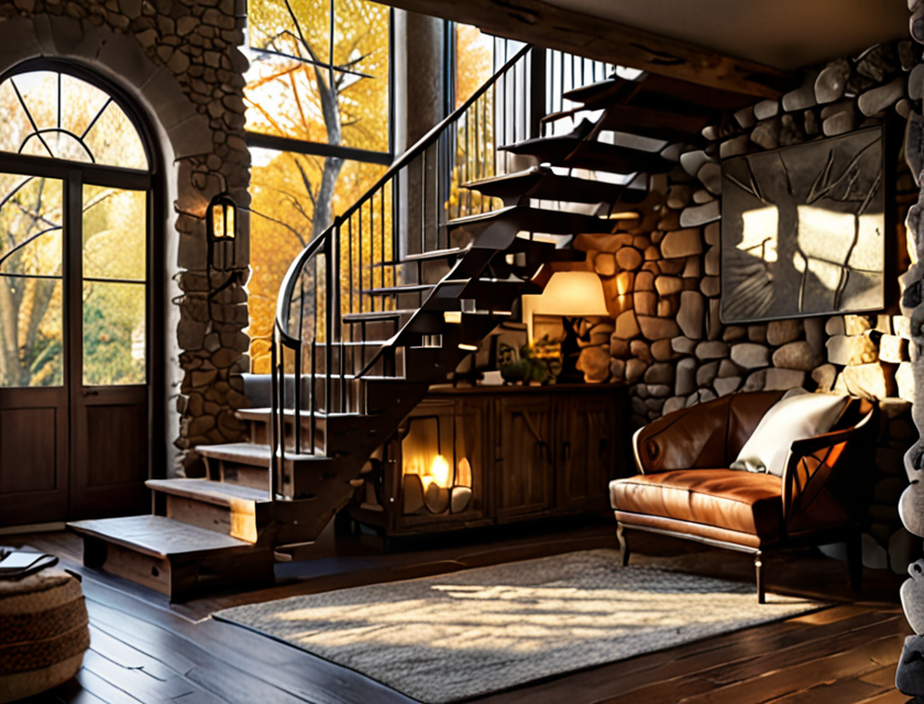 Rendu escalier architecture intérieure