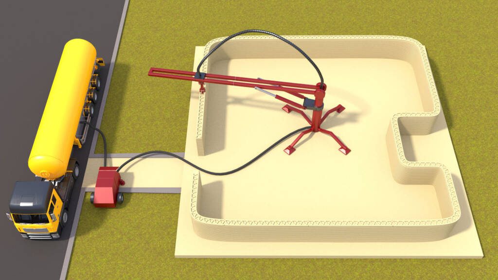 Grue imprimande bêton